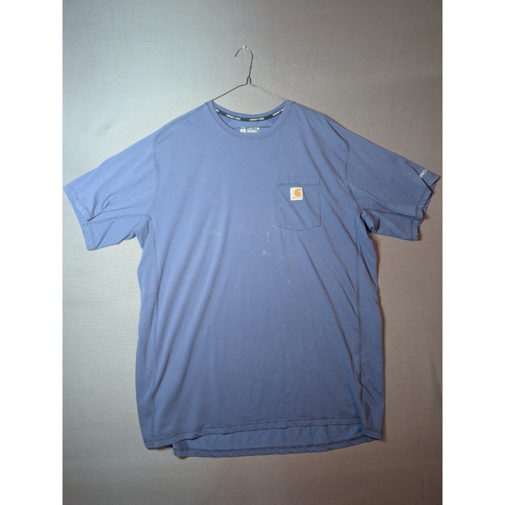 Carhartt Force T Shirt Mens 2XL Tall Blue Logo Pocket Relaxed Fit Raglan Sleeve
